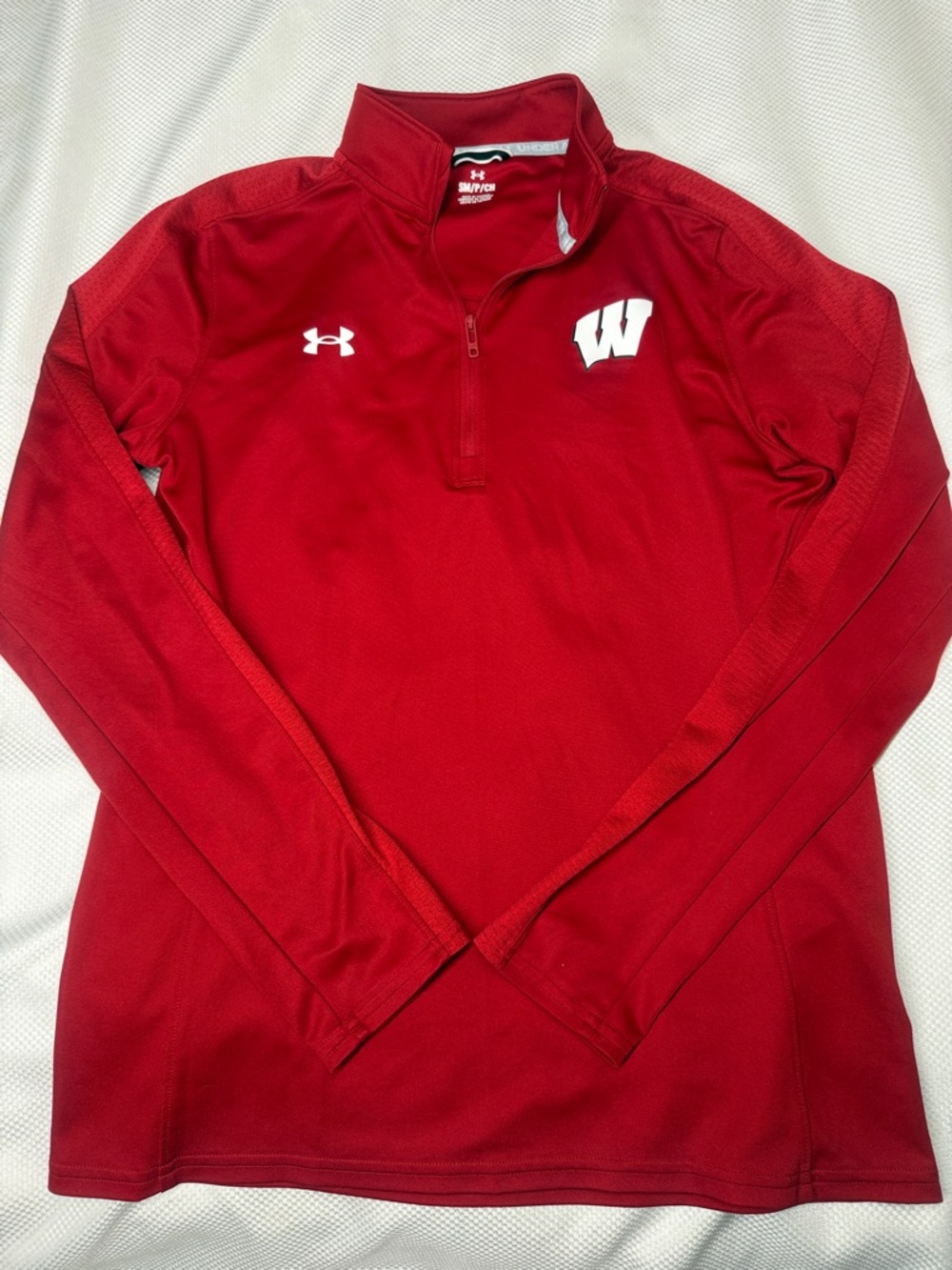 Under Armour Red Wisconsin 'W' Quarter-Zip Performance Top - Small